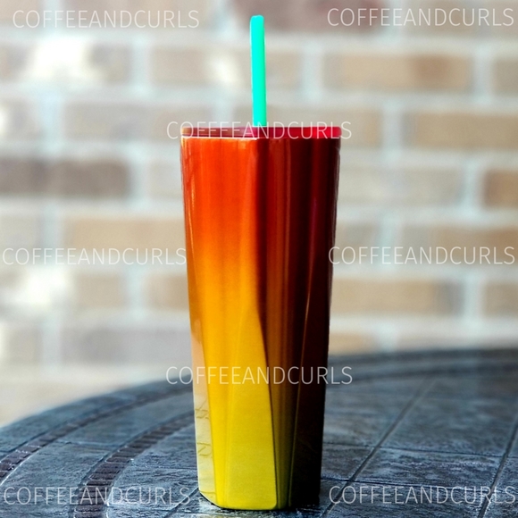 Starbucks Ombre Mango Stainless Steel Cold Cup Tumbler 24oz Venti NWT - Picture 3 of 11